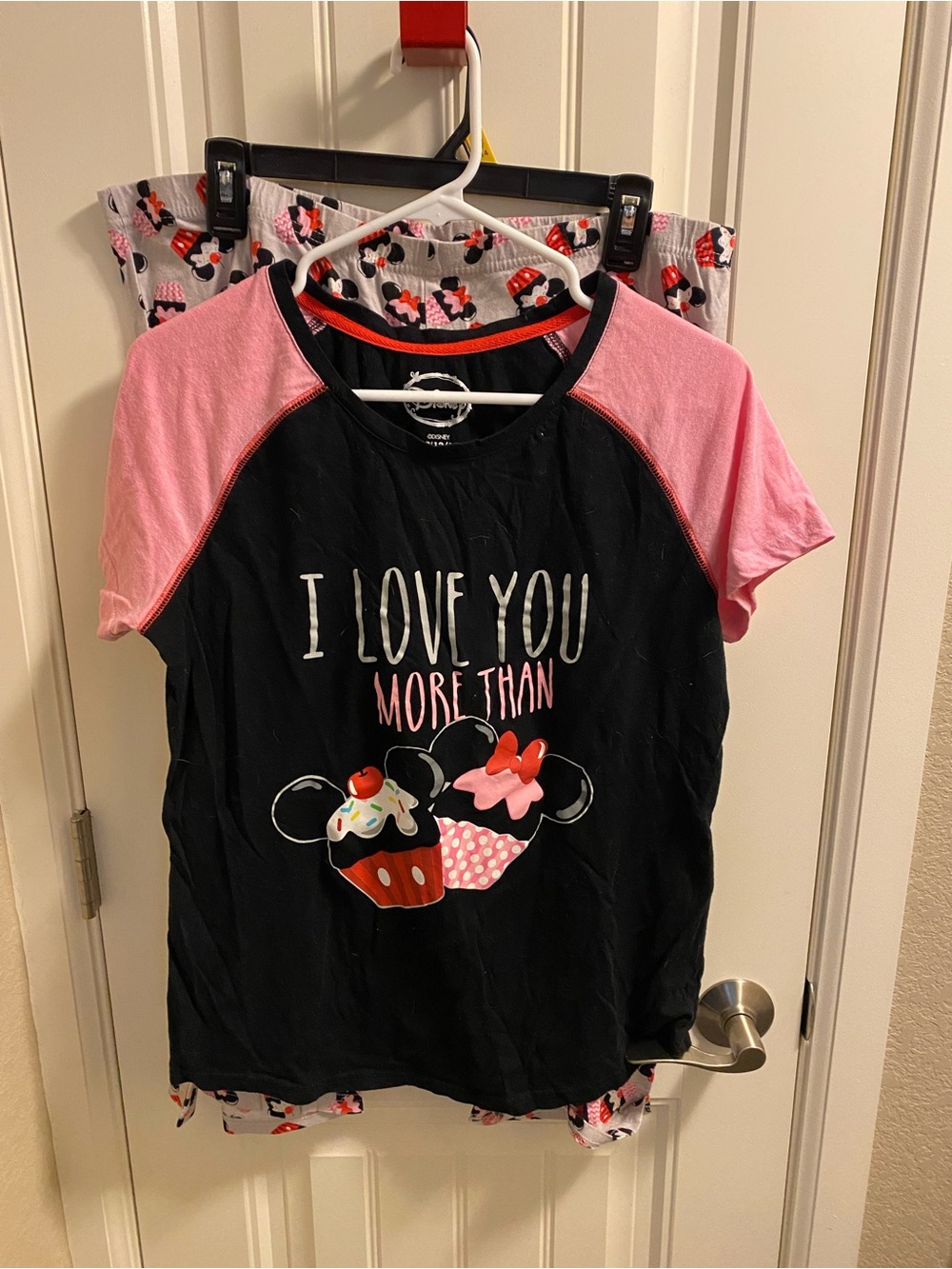 Disney L Pajama Set Mickey Minnie Mouse Cupcake Pjs Black Pink Gray Large